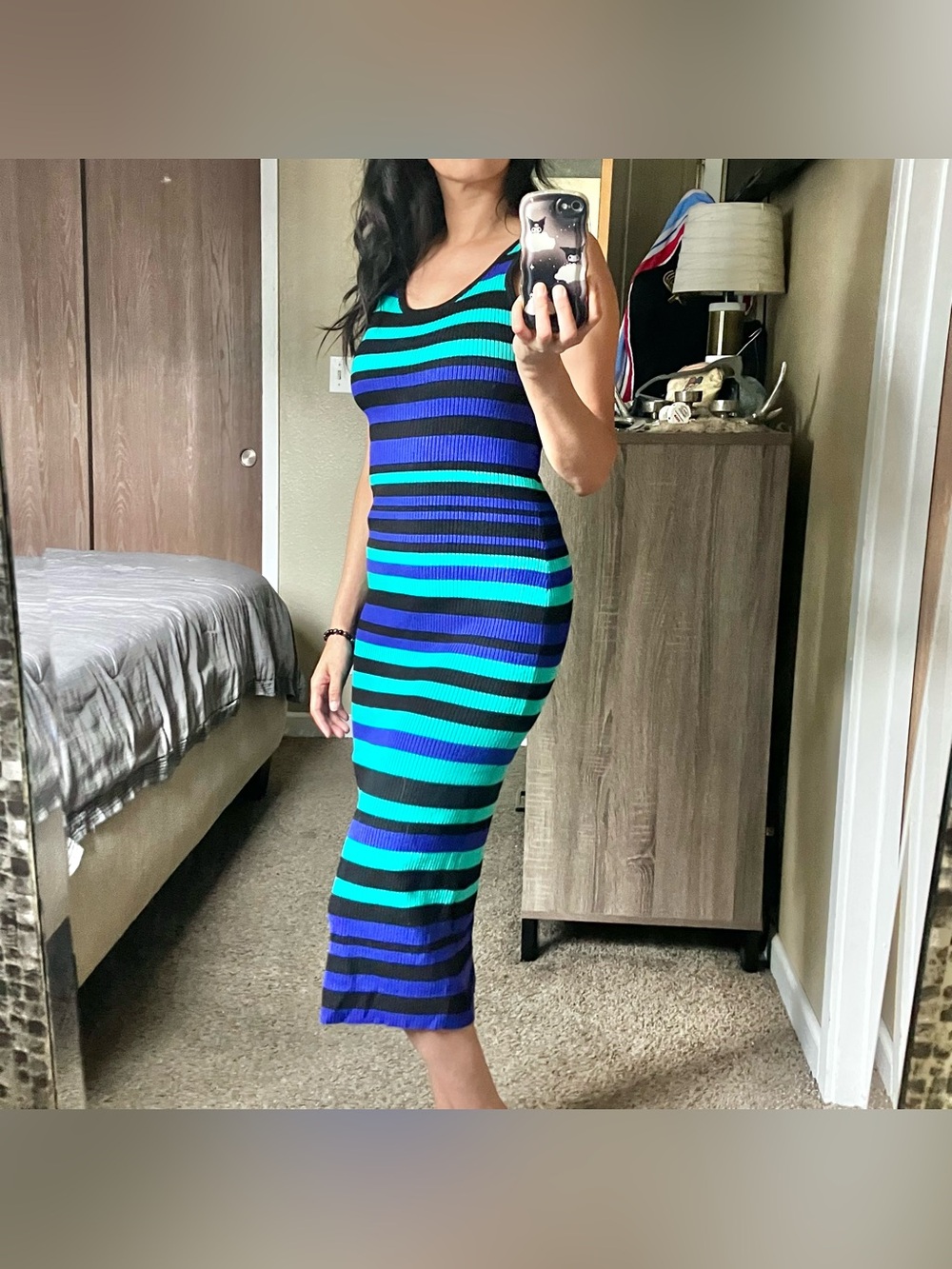 Ribbed midi bodycon dress